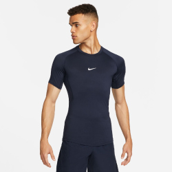 NIKE Pro Dri-FIT Tight kurzarm Fitnessshirt Herren 451 - obsidian/white XXL