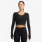 NIKE Pro Dri-FIT Cropped langarm Trainingsshirt Damen 010 - black/anthracite/white L