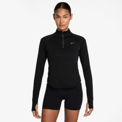 NIKE Tempo Dri-FIT 1/2-Zip Laufshirt Damen 010 - black/reflective silv L