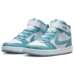 NIKE Court Borough Mid 2 Sneaker Kinder 129 - white/denim turq 28.5