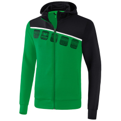 erima 5-C Trainingsjacke mit Kapuze smaragd/black/white 128