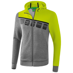 erima 5-C Trainingsjacke mit Kapuze grey melange/lime...