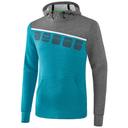 erima 5-C Hoodie oriental blue mel./grey mel./white XXL