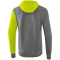 erima 5-C Hoodie grey melange/lime pop/black M