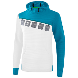 erima 5-C Hoodie white/oriental blue/colonial blue S