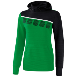 erima 5-C Hoodie Damen smaragd/black/white 34