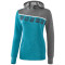 erima 5-C Hoodie Damen oriental blue mel./grey mel./white 34