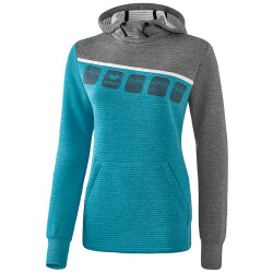 erima 5-C Hoodie Damen oriental blue mel./grey mel./white 46