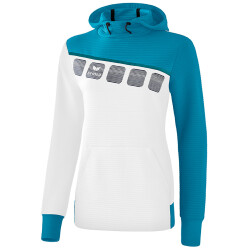 erima 5-C Hoodie Damen white/oriental blue/colonial blue 46