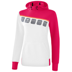 erima 5-C Hoodie Damen white/love rose/peach 34