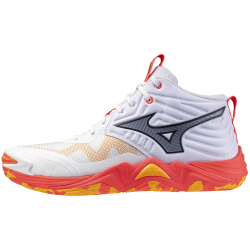 Mizuno Wave Momentum Elite Mid Volleyballschuhe 01 - white/fiery coral 2/citrus 50