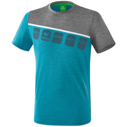 erima 5-C T-Shirt oriental blue mel./grey mel./white S