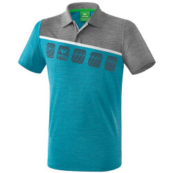 erima 5-C Poloshirt oriental blue mel./grey mel./white 3XL