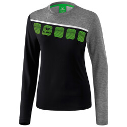 erima 5-C Langarmshirt Damen black/greymelange/white 38