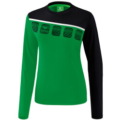 erima 5-C Langarmshirt Damen smaragd/black/white 34