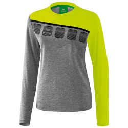 erima 5-C Langarmshirt Damen grey melange/lime pop/black 34