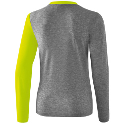 erima 5-C Langarmshirt Damen grey melange/lime pop/black 34