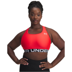 UNDER ARMOUR HeatGear Armour Mid Support Sport-BH Damen 713 - racer red/white M
