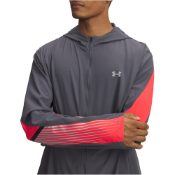 UNDER ARMOUR Velociti Storm wasserabweisende Kapuzen-Laufjacke Herren 025 - castlerock/racer red/reflective L