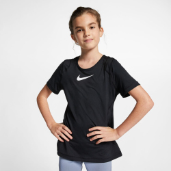 NIKE Pro Trainingsshirt Mädchen black/black/white M...