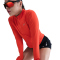 NIKE Tempo Dri-FIT 1/2-Zip langarm Laufshirt Damen 633 - picante red/reflective silv M