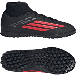 adidas F50 Club Mid Cut TF Multinocken-Fußballschuhe Kinder KJ1428 - core black/lucid red/core black 28