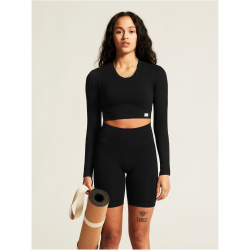 CRAFT Collective Rib Cropped langarm Trainingsshirt Damen 999000 - black XS/S