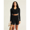 CRAFT Collective Rib Cropped langarm Trainingsshirt Damen 999000 - black XS/S
