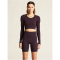 CRAFT Collective Rib Cropped langarm Trainingsshirt Damen 499000 - dk plum XS/S