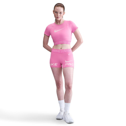NIKE Pro Dri-FIT kurzarm Trainingsshirt Damen 675 - playful pink/pink foam/white L