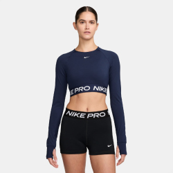 NIKE Pro 365 Dri-FIT Cropped langarm Trainingsshirt Damen 410 - midnight navy/white XS