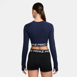 NIKE Pro 365 Dri-FIT Cropped langarm Trainingsshirt Damen 410 - midnight navy/white XS