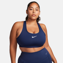 NIKE Swoosh Medium Support Padded Sport-BH Damen 410 - midnight navy/white L
