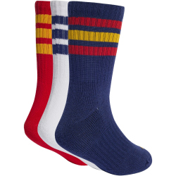 3er Pack adidas 3-Streifen Cushioned Sportswear Crew Retro Socken Kinder KF0154 - dark blue/team power red 2/white 28-30
