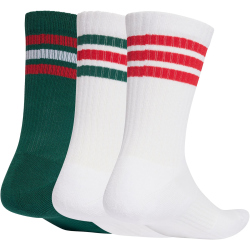3er Pack adidas 3-Streifen Cushioned Sportswear Crew Socken KE5506 - team dark green/white/better scarlet 40-42