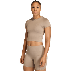 adidas Workout Essentials Knit Baby Tee Trainingsshirt Damen JZ0126 - chalky brown L