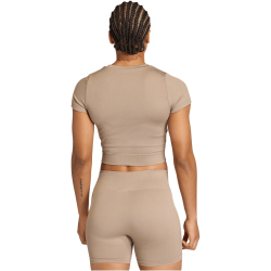 adidas Workout Essentials Knit Baby Tee Trainingsshirt Damen JZ0126 - chalky brown L