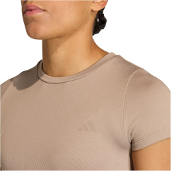 adidas Workout Essentials Knit Baby Tee Trainingsshirt Damen JZ0126 - chalky brown L