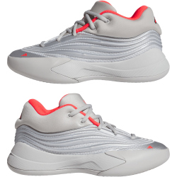 adidas Dame X Low-Top Basketballschuhe Kinder KJ7094 - silver met./grey two/lucid red 39 1/3