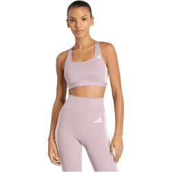 adidas Optime Essentials Workout 3-Streifen Mid Support Sport-BH Damen KD0173 - preloved fig/white S