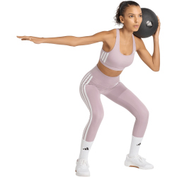 adidas Optime Essentials Workout 3-Streifen Mid Support Sport-BH Damen KD0173 - preloved fig/white S