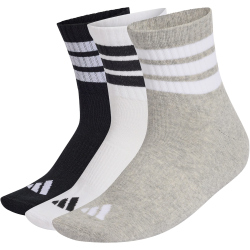 3er Pack adidas 3-Streifen Cushioned Sportswear Mid Cut Socken KC9618 - medium grey heather/white/black 49-51