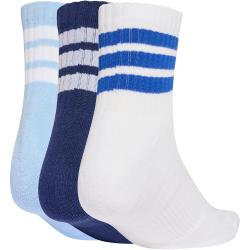 3er Pack adidas 3-Streifen Cushioned Sportswear Mid Cut Socken KC9615 - dark blue/white/glow blue 40-42