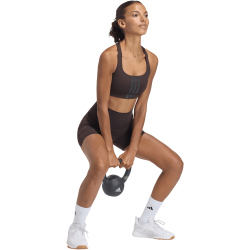 adidas 3-Streifen Studio All Me Booty kurze Leggings Damen KT3307 - aurora coffee M/5"