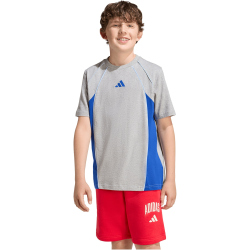 adidas Color Block T-Shirt Kinder KE2772 - medium grey heather/team royal blue/glow blue 176