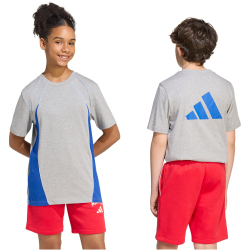 adidas Color Block T-Shirt Kinder KE2772 - medium grey heather/team royal blue/glow blue 176