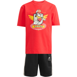 adidas x Disney Mickey Mouse T-Shirt + Shorts Set Kinder JZ7672 - pure ruby/off white 110