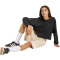 adidas Future Icons 3-Streifen lange Sweatshorts Mädchen KR2235 - crystal linen/trace khaki 164