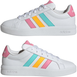 adidas Grand Court 3.0 Sneaker Kinder KI6502 - cloud white/lucid tangerine/bliss pink 37 1/3