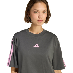 adidas Essentials 3-Streifen Boyfriend T-Shirt Damen KQ5075 - grey six/st tropic bloom XS
